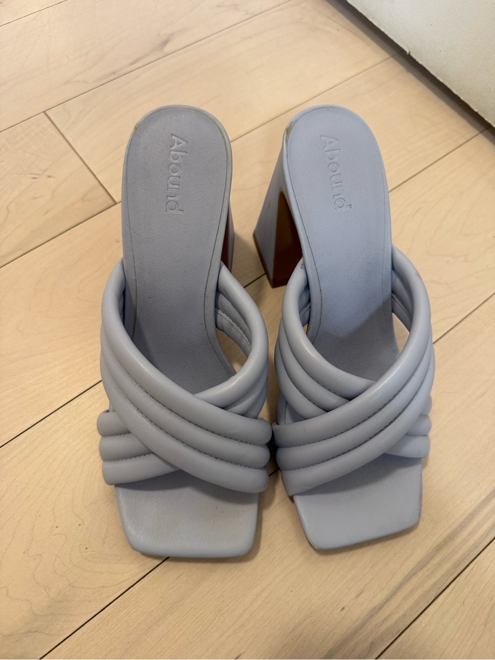 Abound Light Blue Padded Crisscross Block Heel Mules